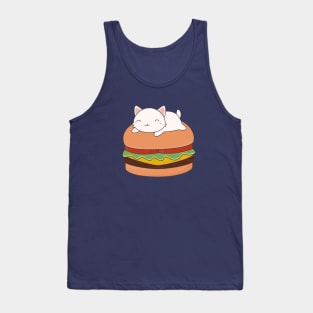 Kawaii Cute Cat On Burger T-Shirt Tank Top